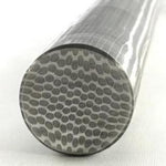 Honeycomb Damascus rod end view showing bold hexagonal pattern