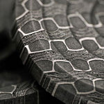 Machined Spinning Top Reptilian Damascus rod with layered alloy detail