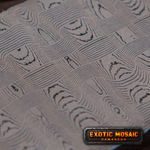 close up of basketweave pattern stainless damascus billet