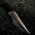 Layered Copperhead San Mai fixed blade– forged O-1 core with copper accents