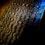 Finished Damascus billet – Copperhead San Mai with bold high-contrast etch