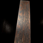 Full DarkFire San Mai billet with lengthwise copper and nickel layers in dark etched 1075 carbon steel.