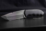 tanto style fixed blade made with diamondback pattern damascus steel