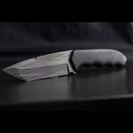 tanto fixed blade with black carbon fiber handles and blade made with stainless diamond damascus
