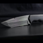 tanto fixed blade made with diamondback patterned damascus steel by vegas forge