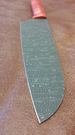 Kitchen knife blade blank forged from Vegas Forge stainless Dot Matrix Damascus, highlighting unique pixel-like texture.