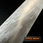 Forged Koa Damascus steel billet with flowing woodgrain-inspired lines