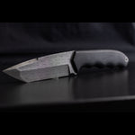tanto style fixed blade made out of vegas forge herringbone pattern damascus