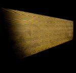 Close-up of Herringbone Mokume billet showing bold V-shaped weave pattern in copper, brass, and nickel-silver layers