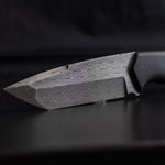 Forged Herringbone Damascus fixed blade with precision-crafted weave pattern