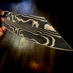 chek knife made ith copper infused san mai in multi copper pattern