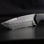 knife for hunting made of random pressed damascus steel by vegas forge