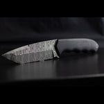 tanto style fixed blade made with stainless spirograph damascus