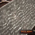 close up image of a 3V and CPM-154 damascus billet in starfire pattern by vegas forge