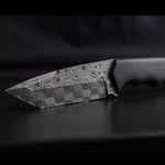 hunting blade made of typhoon patterned damascus steel forged by vegas forge